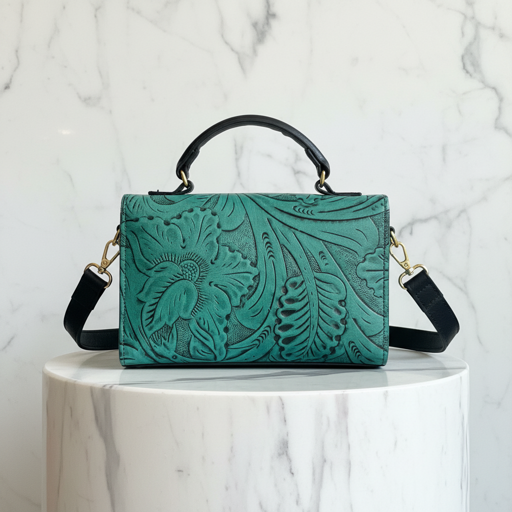 Florence — Hand-Tooled Leather Crossbody Bag | Bolsa Crossbody de Piel Tallada