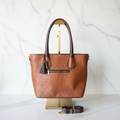 Leather Bag with Two Compartments and Floral Embroidery