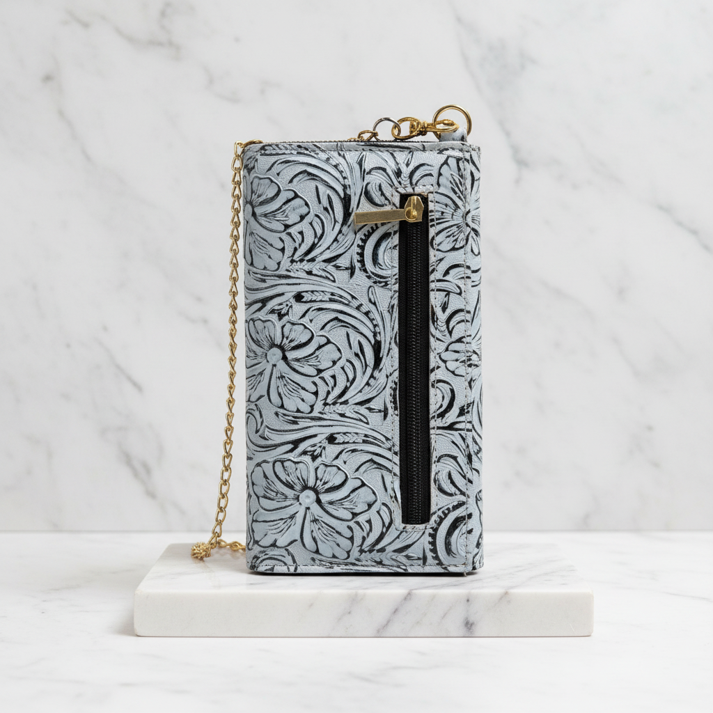 Scala Cielo | Sky Blue Floral Wallet Clutchcustsla