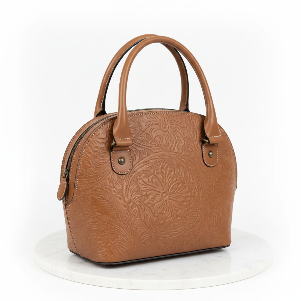 Bolsa de Piel Cincelada con Separadores Internos