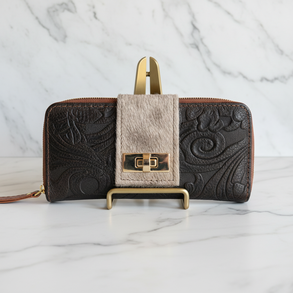 Flora Cartera 2 en 1 — Clutch y Bandolera | Colección Piel y Pelo