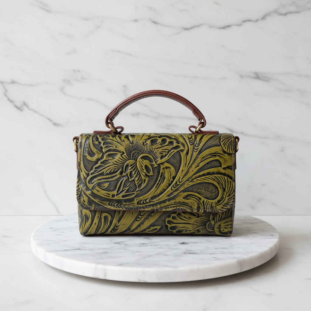 Florence — Hand-Tooled Leather Crossbody Bag | Bolsa Crossbody de Piel Tallada