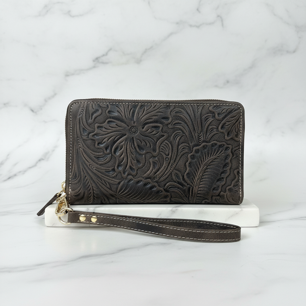 Flora Café | Brown Floral Wallet