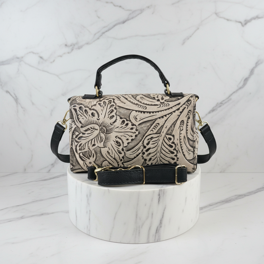 Florence — Hand-Tooled Leather Crossbody Bag | Bolsa Crossbody de Piel Tallada