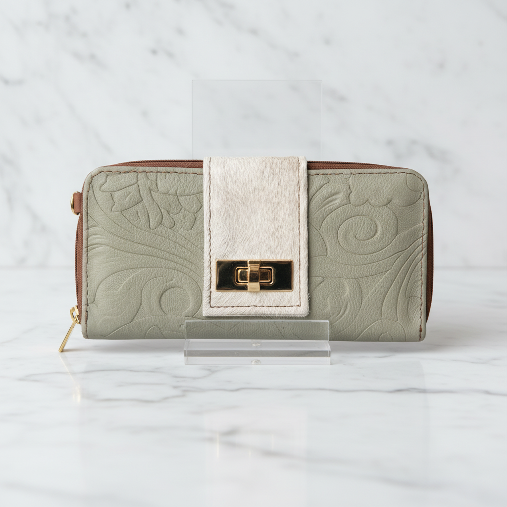 Flora Cartera 2 en 1 — Clutch y Bandolera | Colección Piel y Pelo