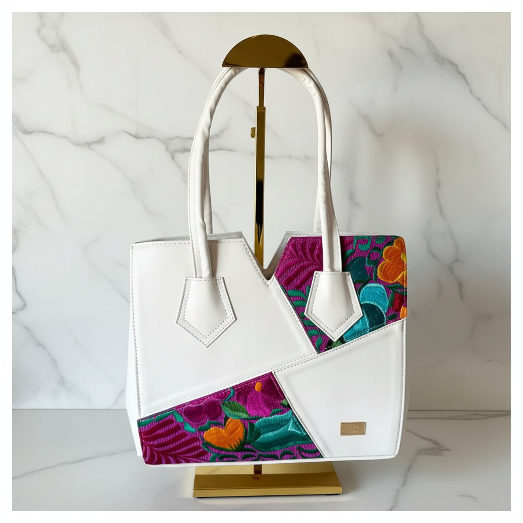 Vegan Leather Bag with Chiapas Weave - Spacious Design