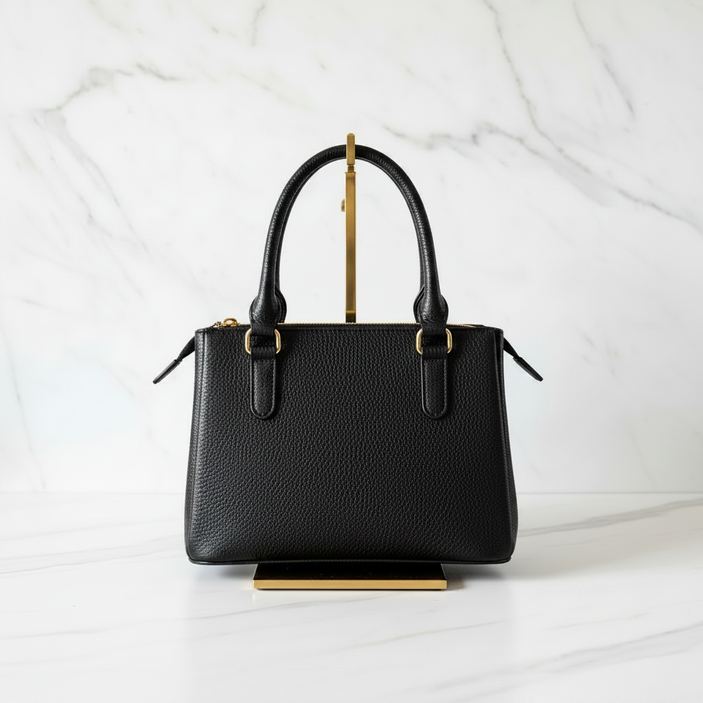 Bolsa de Piel con Doble Cierre y Ajuste Lateral