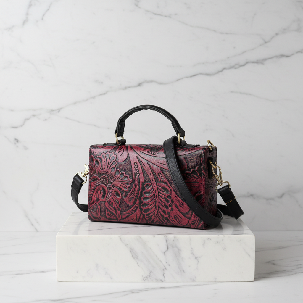 Florence — Hand-Tooled Leather Crossbody Bag | Bolsa Crossbody de Piel Tallada