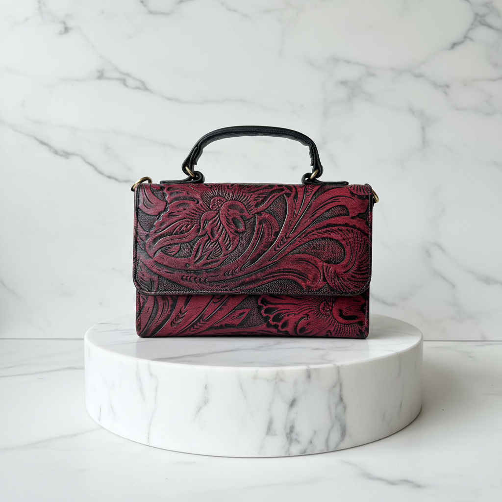 Florence — Hand-Tooled Leather Crossbody Bag | Bolsa Crossbody de Piel Tallada