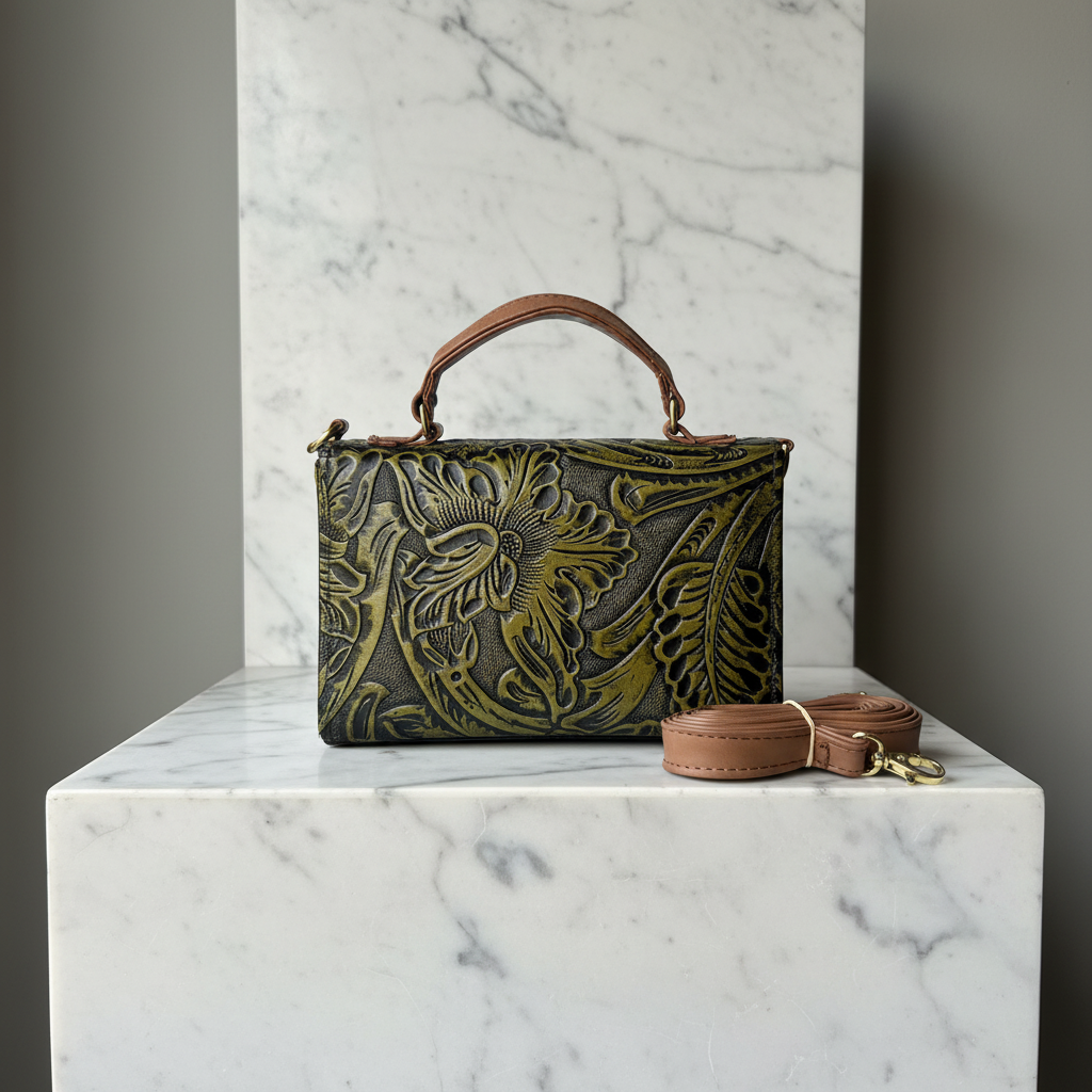 Florence — Hand-Tooled Leather Crossbody Bag | Bolsa Crossbody de Piel Tallada