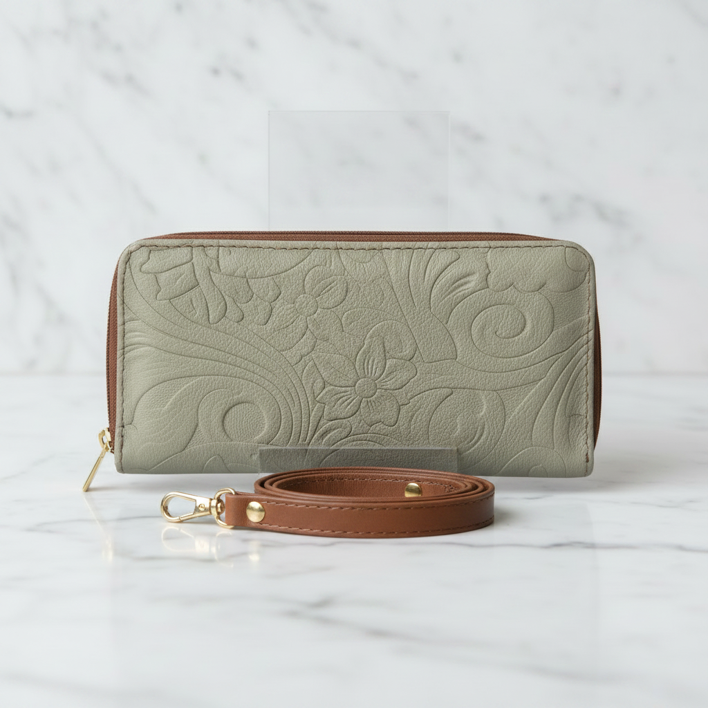Flora Cartera 2 en 1 — Clutch y Bandolera | Colección Piel y Pelo