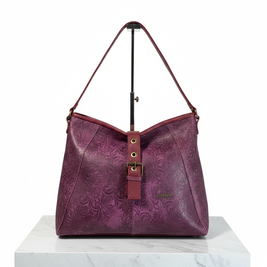 Valeri — Floral Hand-Carved Leather Hobo Bag | Bolsa Hobo de Piel con Tallado Floral
