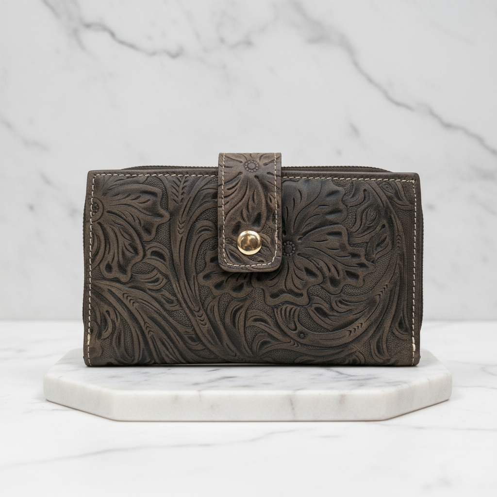 Flora Café | Brown Floral Wallet