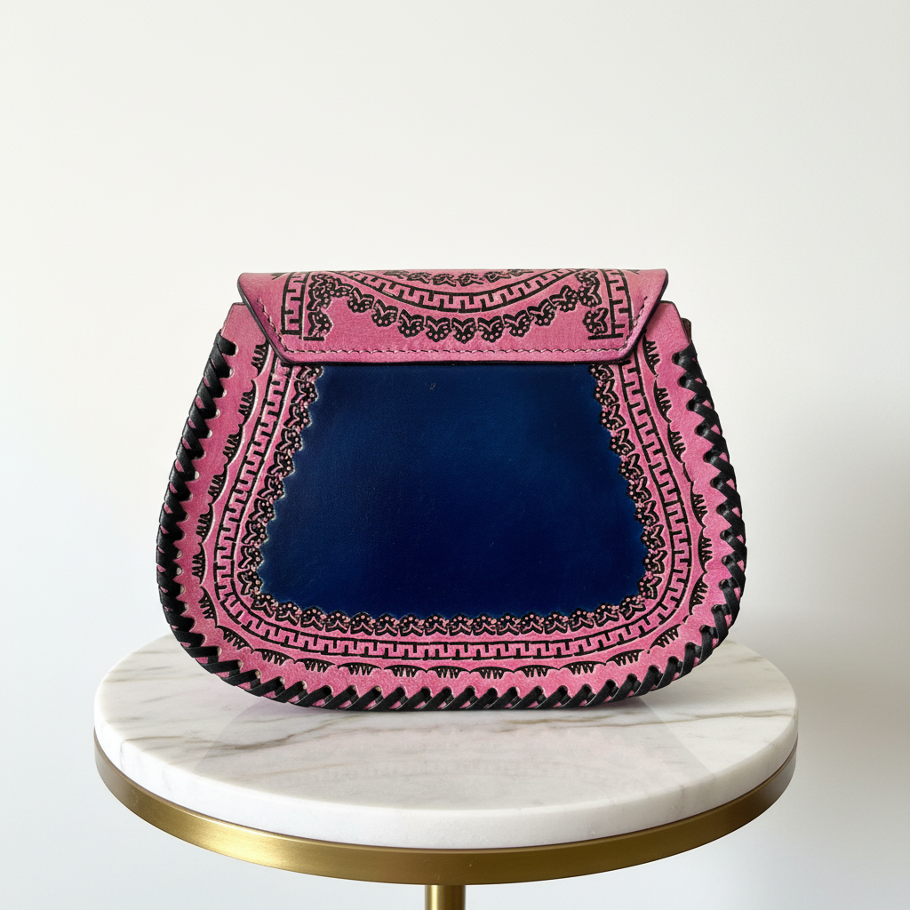 Mari Adelina Pink Blue Back on Marble