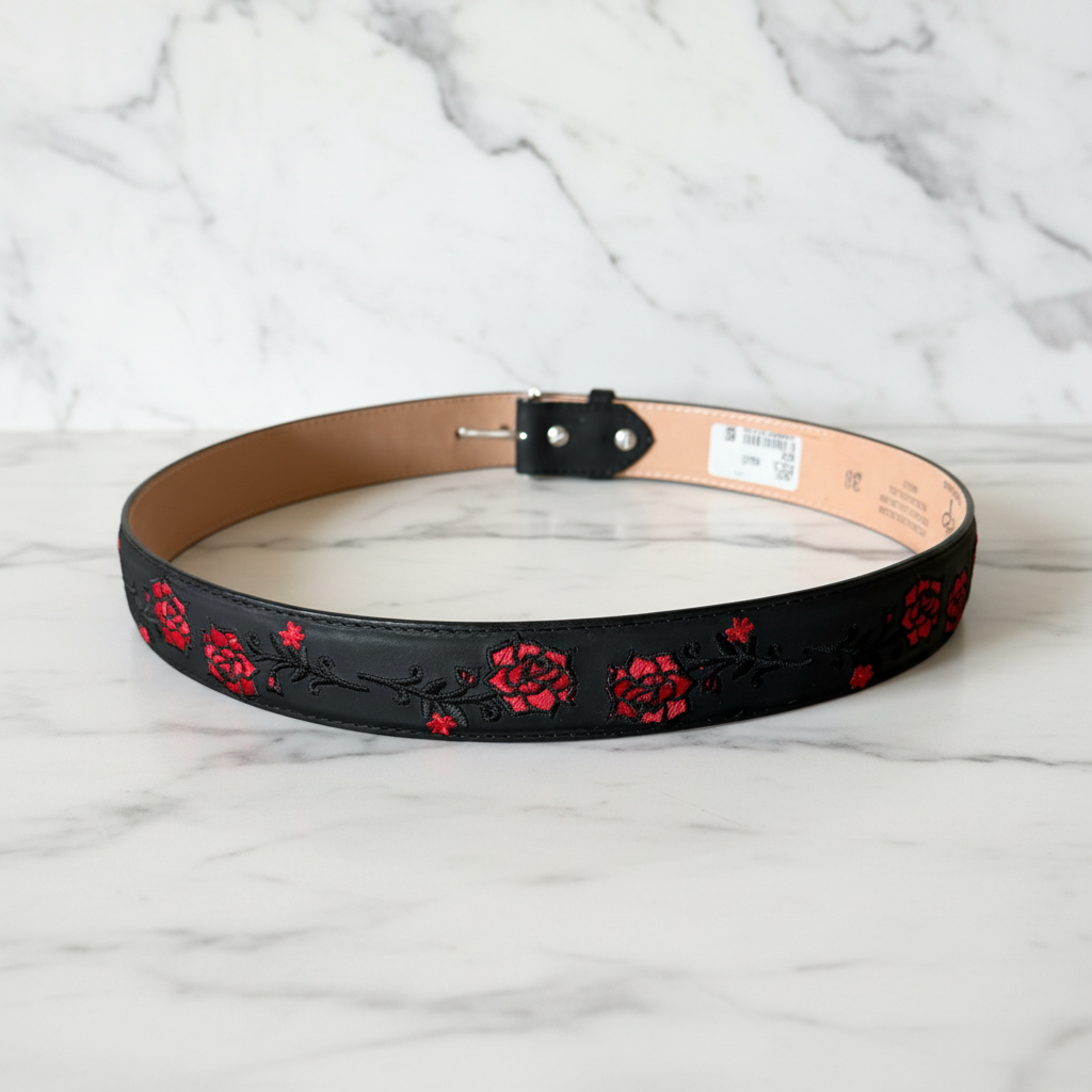 Negro rosas bordadas mármol